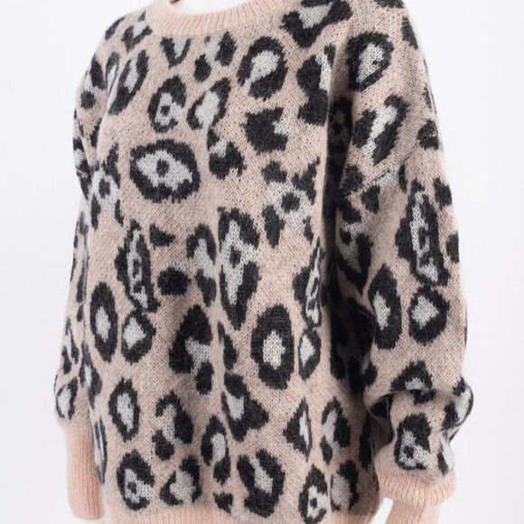 Zara Leopard Oversized Slouch Sweater Crewneck - Picture 3 of 14